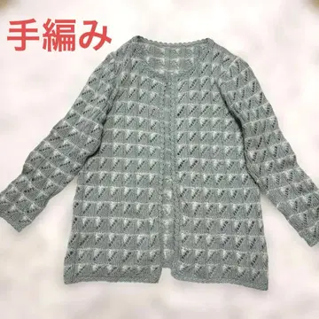 손뜨개질 시스루 니트 그린 가디건