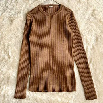 새상품급 IENA 리브 크루넥 풀오버 하이 게이지 니트 브라운