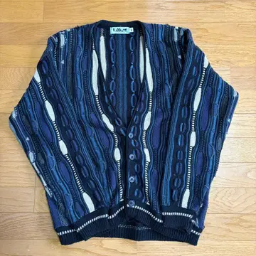 남성용 구제 의류 가디건 네이비