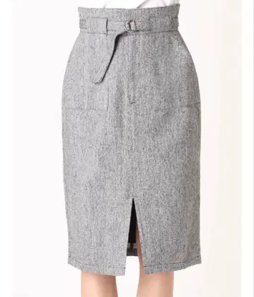 EMODA 허리 벨트 마크 미디 스커트