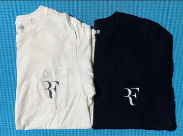 UNIQLO 페더러 RF 로고 T셔츠 화이트/블랙 세트 S 사이즈