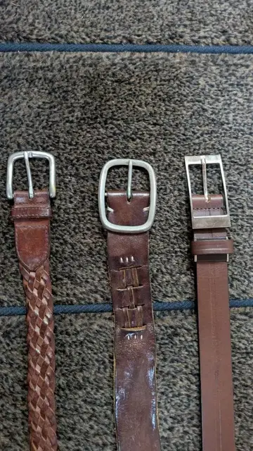 브라운 가죽 벨트 3개 세트