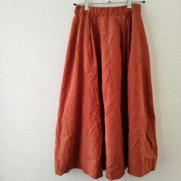 1점 한정 오렌지 플레어 롱 스커트 허리밴딩 하의