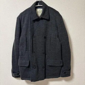 ikka 피 코트 그레이 더블 버튼 포켓 XL 남성용