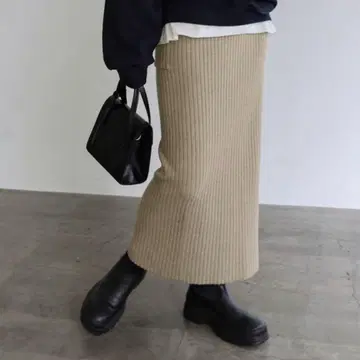 리브 니트 롱 타이트 스커트