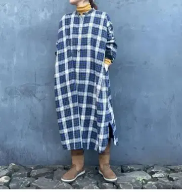 45R45rpm 짐바넬 체크 빅 셔츠 드레스