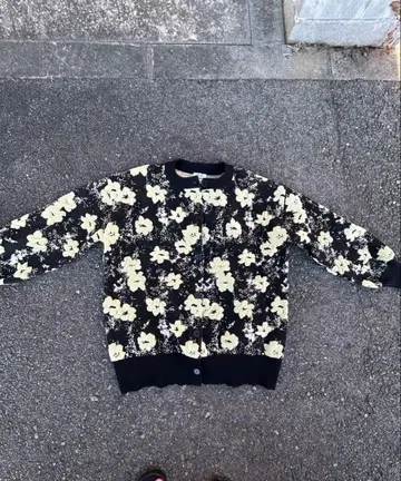 꽃 패턴 니트 가디건 긴팔