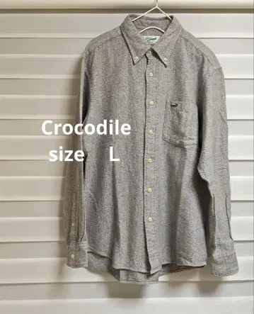 Crocodile 그레이 헤링본 플란넬 셔츠 사이즈 L