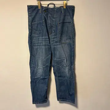 WAFFLISH WAFFLE 파랑 데님 팬츠 포켓 부착 캐주얼