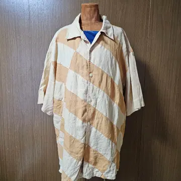Prestige 린넨 오픈 카라 셔츠 오버 사이즈 90s