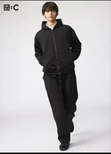 [ UNIQLO ] 맨투맨 와이드 팬츠/표시 사이즈 M 블랙