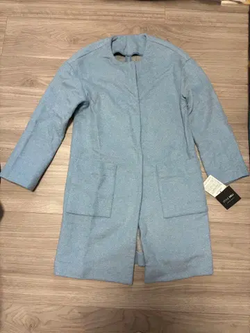 택 포함 새상품 스타일 델리 코트 스카이블루 노카라 울