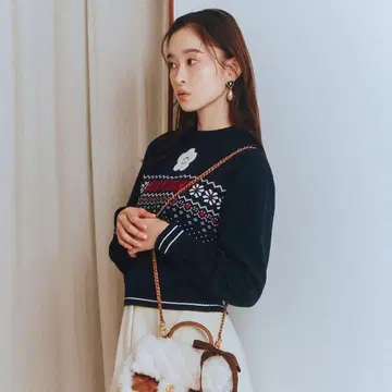 [ LILY BROWN x MARY QUANT ] 자카드 로고 니트탑