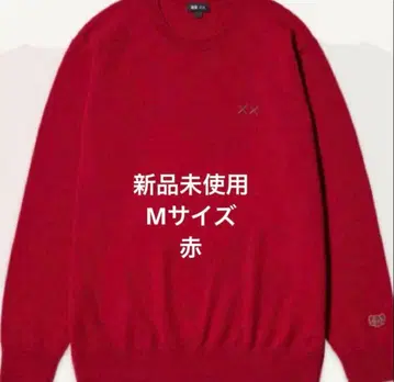 UNIQLO 유니클로 KAWS 카우스 빨간색 캐시미어 크루넥 스웨터