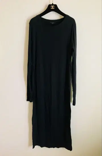 COS 블랙 울 혼방 코튼 롱 원피스 L