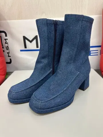 데님 하이힐 부츠