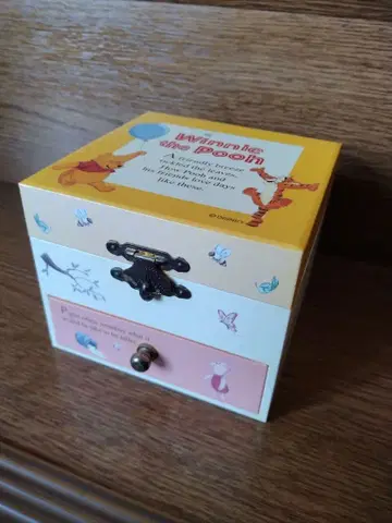 디즈니 곰돌이 푸 오르골 소품함 레트로 서랍 회전