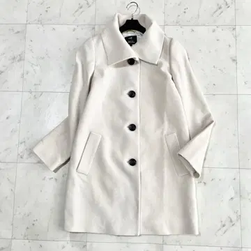 새상품 23구 코트 양모 캐시미어 화이트 베이지 38