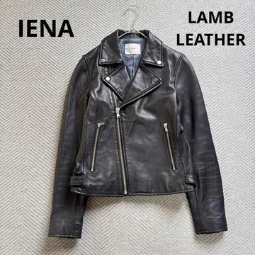 새상품급 IENA 램 가죽 자켓 더블 라이더 천연 가죽 양가죽 36 블랙