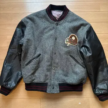 울 가죽 바시티 자켓 그레이 L