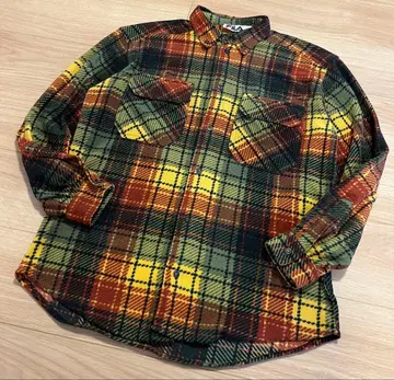 이탈리아제 80s FILA 휠라 플리스 체크 셔츠 M