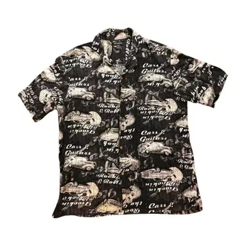 GEORGE 자동차와 기타 프린트 반팔 레이온 셔츠