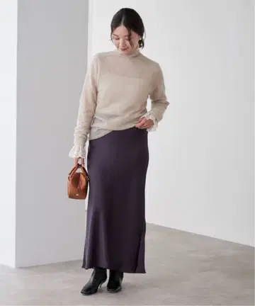 미사용 새상품 이에나 IENA 더블 새틴 스커트 38 브라운