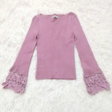 Noela 노엘라 리브 니트 레이스 자수 레이온 혼방 더스티 핑크 프리