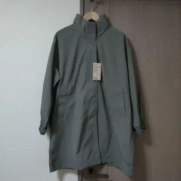 발수 UV컷 후드가 수납 가능한 롱 코트 L 스모키 그린