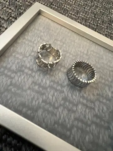 Swatch 실버 반지 2개 세트 물결 디자인