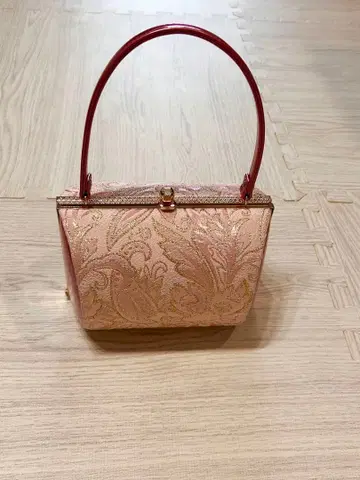 핑크 꽃무늬 일본 의류용 가방 중형