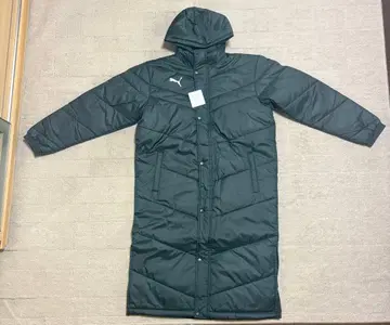 Puma 후드 부착 롱 다운 자켓 블랙