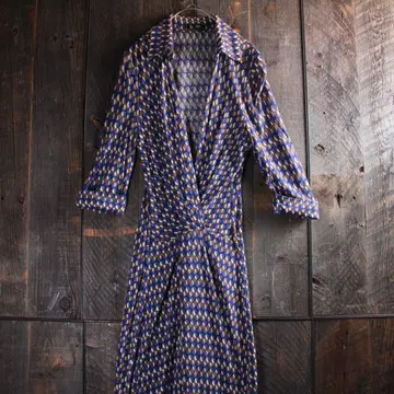 구제 의류 프랑스제 원피스 올 패턴 레트로 패턴 무릎 기장