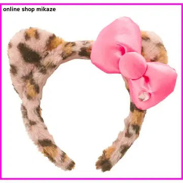 레오파드 무늬 머리띠 핑크 리본 키티