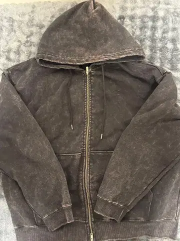 CLEL 다크 그레이 풀 집업 후드티 S