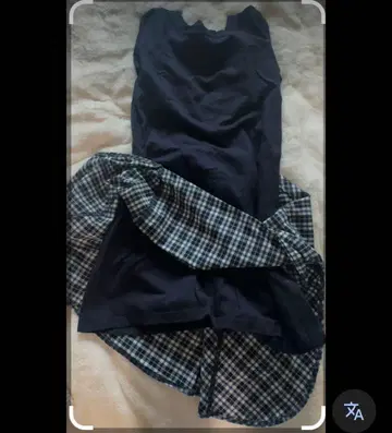 AULA AILA 네이비 체크 무늬 도킹 원피스