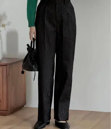 완판템 고급 자카드 스트레이트 슬랙스 팬츠 블랙