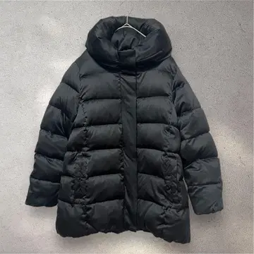 갤러리아 L 블랙 다운 자켓 하이넥 새틴