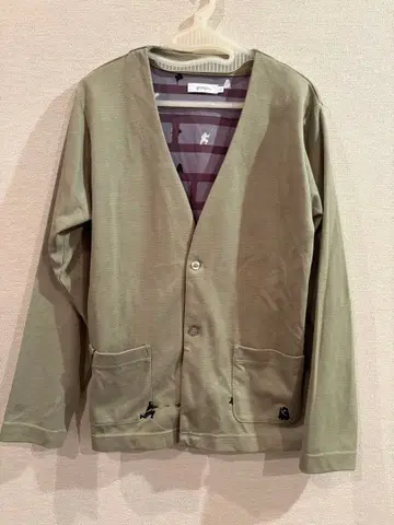 그라니프 자수 닌자 패턴 가디건 올리브 그린