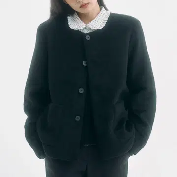 FEKETE 노카라 울 샤기 자켓