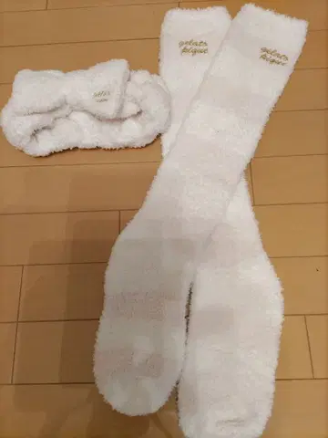 젤라토피케, 화이트 핑크 플리스 하이삭스 & 헤어밴드 세트