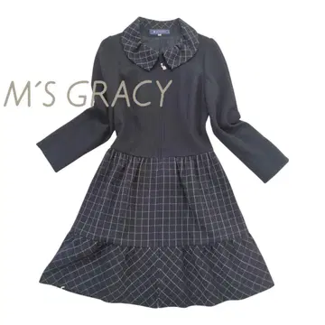 [ 새상품급 ] 엠즈 그레이시 윈도우펜 체크 코트 원피스 블랙