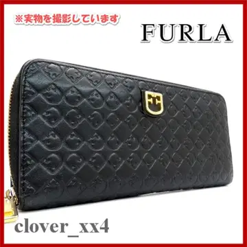 훌라 장지갑 라운드 지퍼 블랙 올 패턴 FURLA 지갑