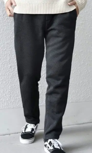 [거의 새상품] SHIPS 니트 플리스 속기모 조거 팬츠 블랙 L