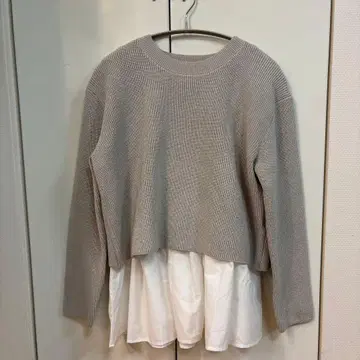 OPAQUE.CLIP 그레이 리브 긴팔 라메 니트