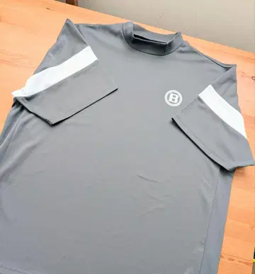 BRIEFING 그레이 반팔 모크넥 셔츠 L