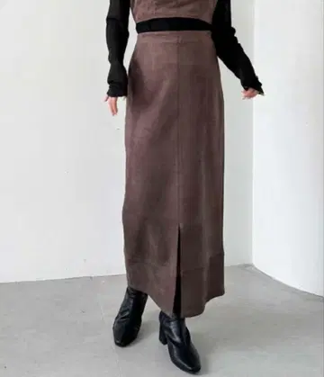 스웨이드 롱 타이트 스커트