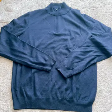 HUGO BOSS 울 혼방 모크넥 하프 지퍼 니트 스웨터 M