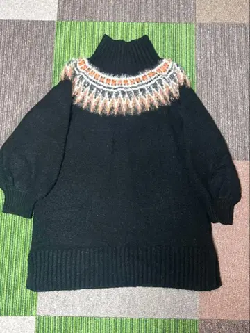 BEAMS HEART 노르딕 무늬 니트 블랙 새상품급