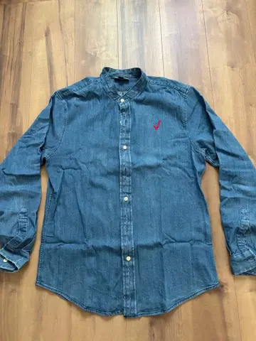 데님 셔츠 90s 스탠드 카라 빈티지